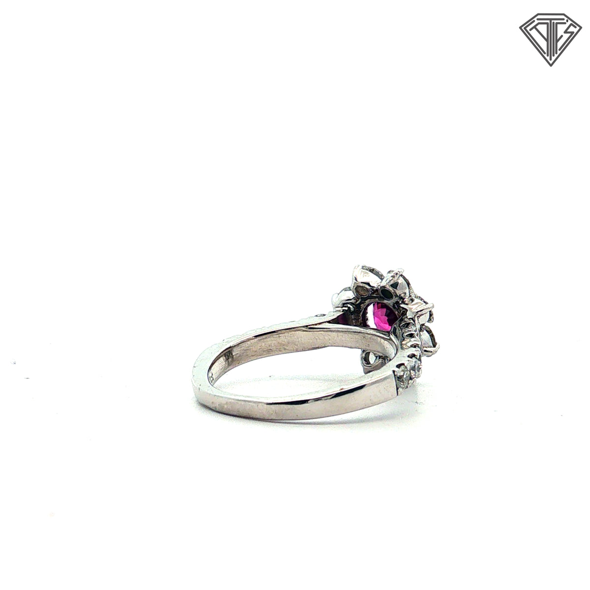 Platinum 1.25ct E/F VS1 Round Diamond /.80ct Cushion Pink Sapphire Size 6 Certified By GIA #2245004256