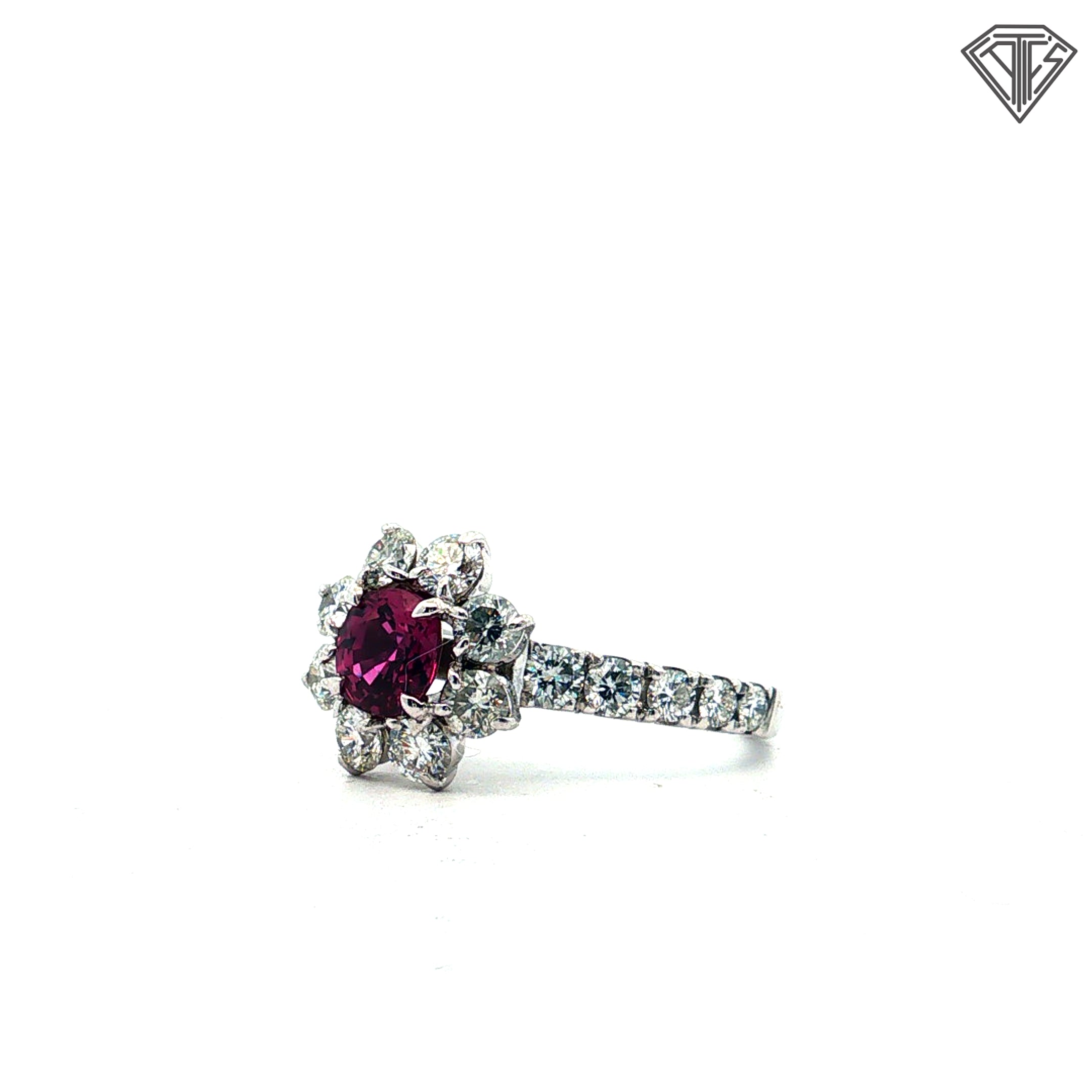 Platinum 1.25ct E/F VS1 Round Diamond /.80ct Cushion Pink Sapphire Size 6 Certified By GIA #2245004256