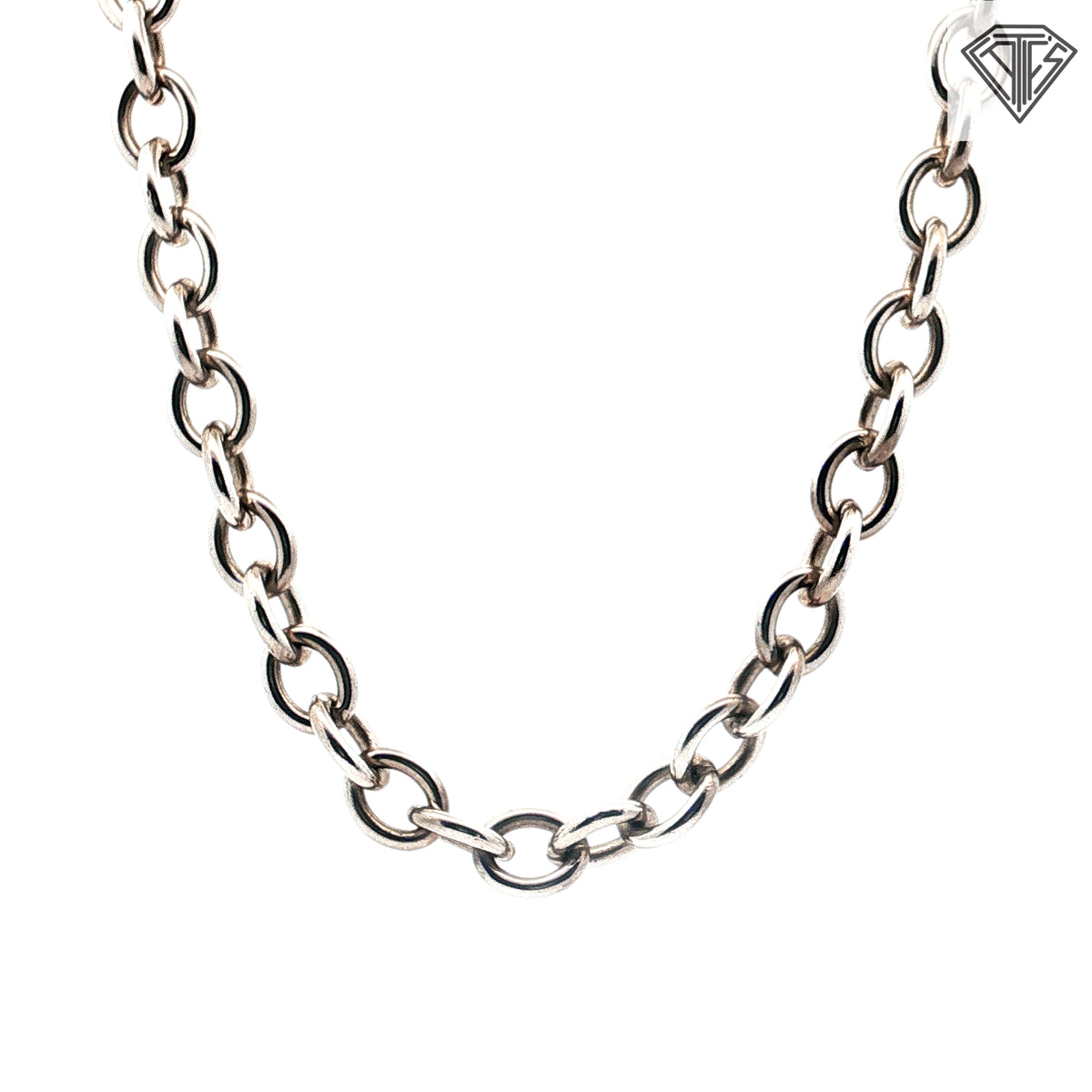 Pre-Loved Judith Ripka Sterling Silver Link Necklace with Heart Shaped Clasp 18"inch