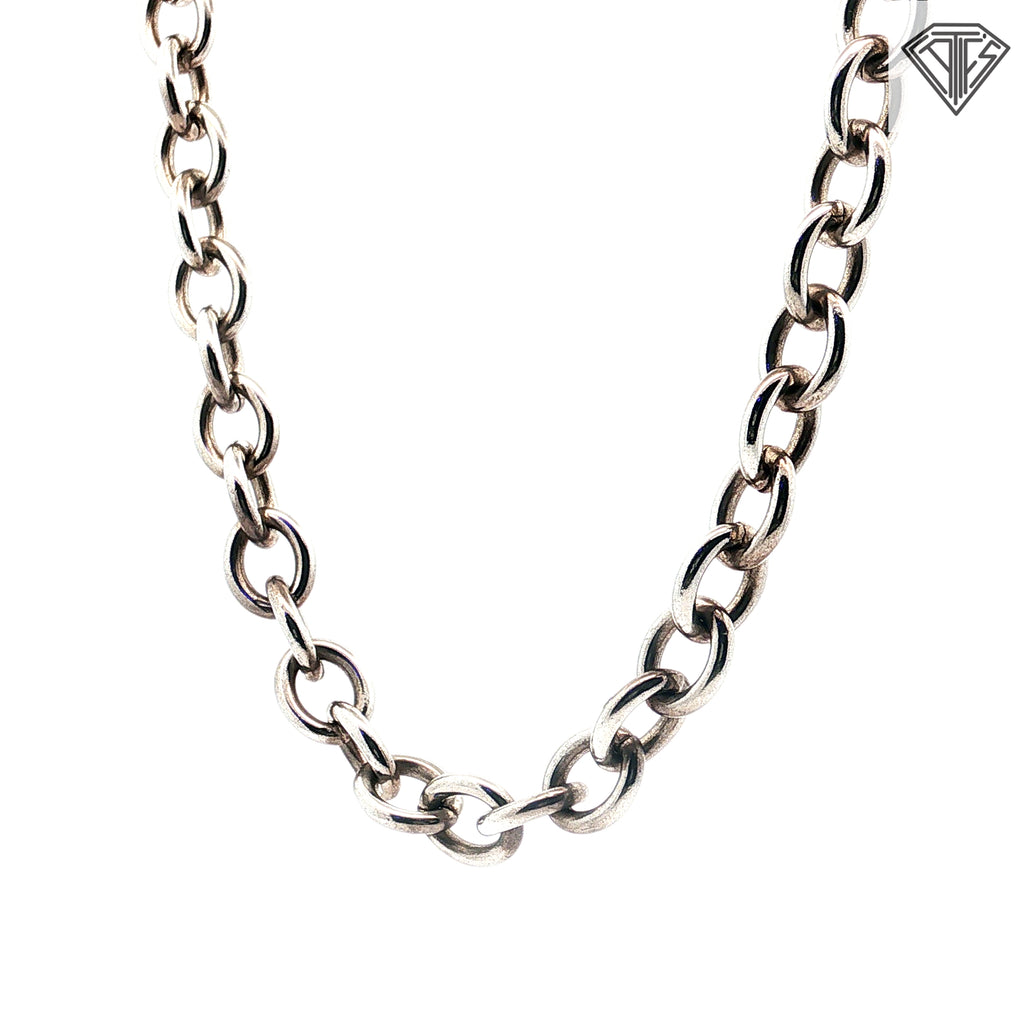 Pre-Loved Judith Ripka Sterling Silver Link Necklace with Heart Shaped Clasp 18"inch