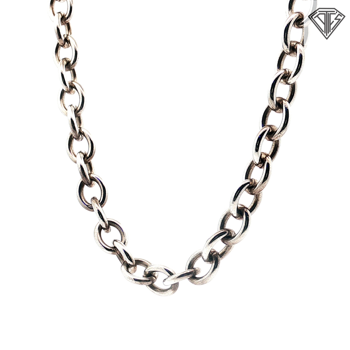 Pre-Loved Judith Ripka Sterling Silver Link Necklace with Heart Shaped Clasp 18"inch