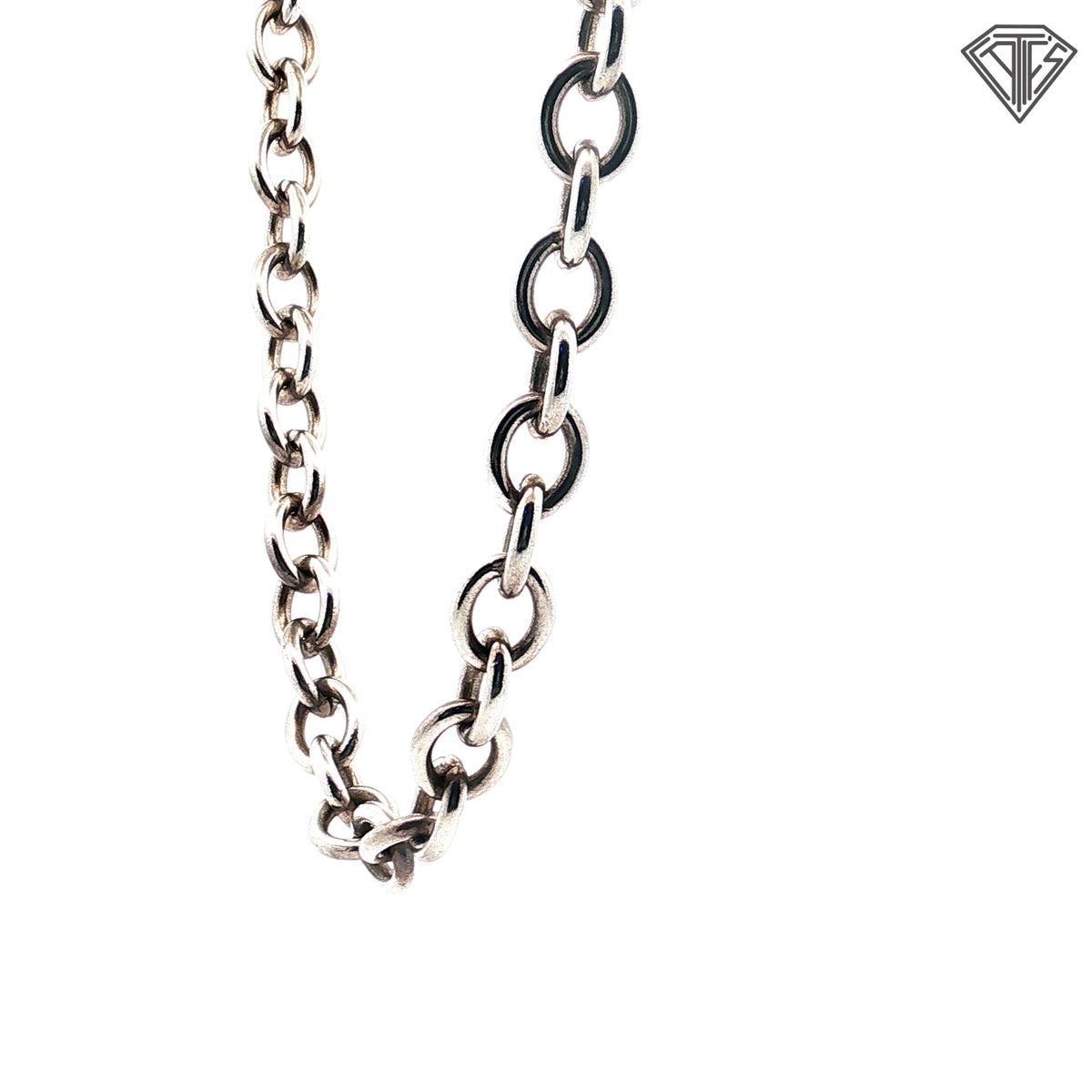 Pre-Loved Judith Ripka Sterling Silver Link Necklace with Heart Shaped Clasp 18"inch