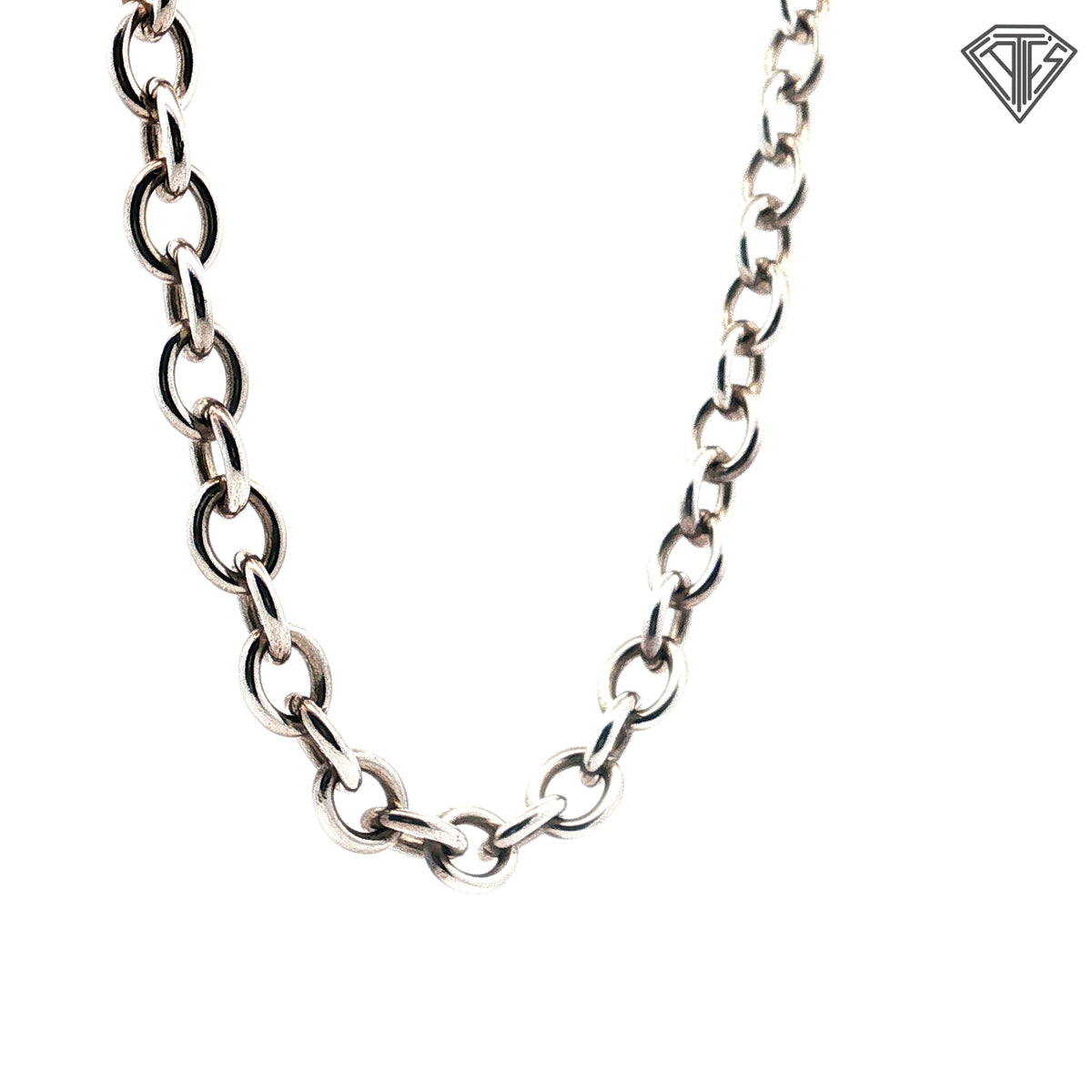 Pre-Loved Judith Ripka Sterling Silver Link Necklace with Heart Shaped Clasp 18"inch
