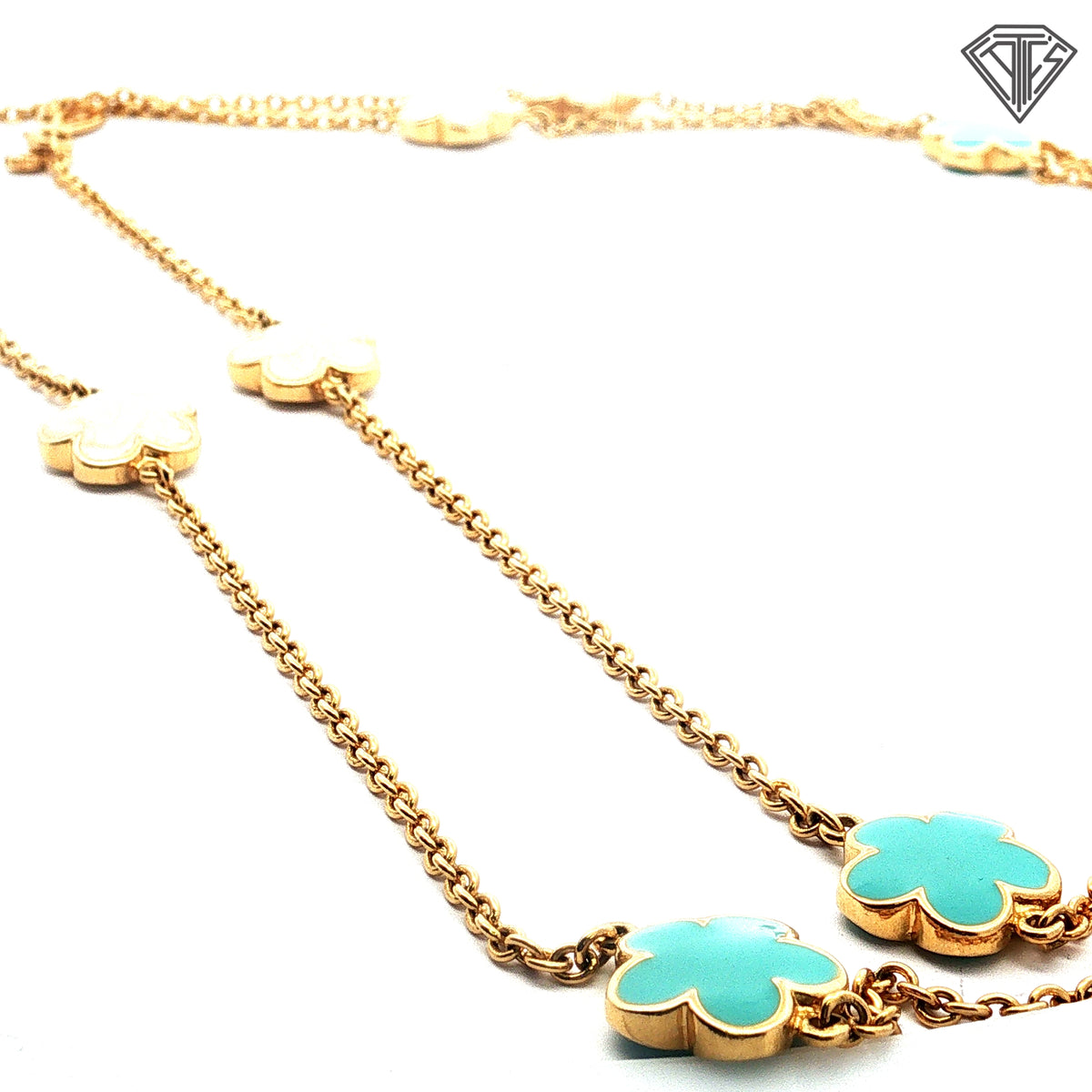 Pre-Loved Lauren G. Adams 18k Yellow Gold Plated Daisy Love Flower Hand Painted Enamel Necklace Design 12mm Flowers