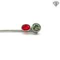 Platinum Stick pin with an approximately .50ct natural Chameleon Diamond Certified By GIA # 2245012586 accompanied by a synthetic ruby