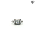 Platinum Art Deco .80ct G SI1 Round Old European Cut Center / .30ct G SI1 Emerald Cut Diamond Ring Size 7