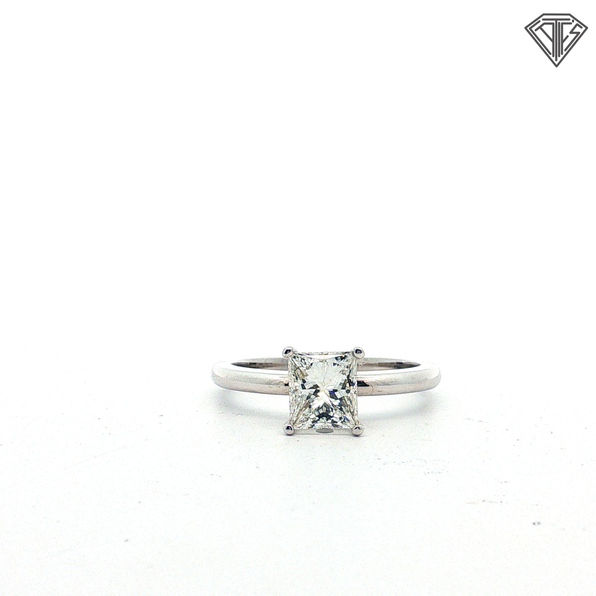 14k White Gold 1.51ct I VS2 Rectangular Modified Brilliant Diamond Solitaire Engagement Ring Size 7.5 Certified By GIA # 2221470090