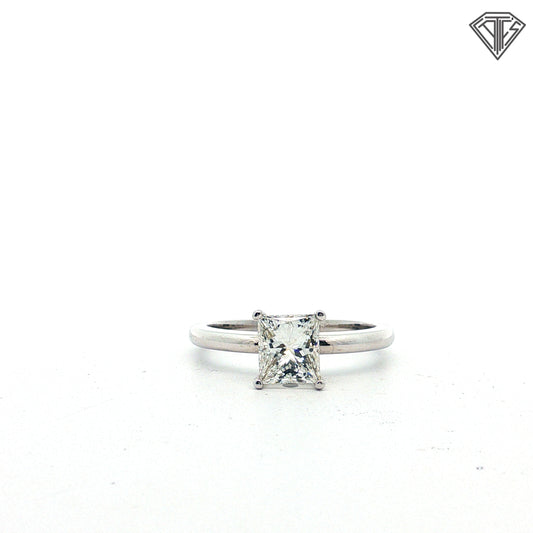 14k White Gold 1.51ct I VS2 Rectangular Modified Brilliant Diamond Solitaire Engagement Ring Size 7.5 Certified by GIA #2221470090