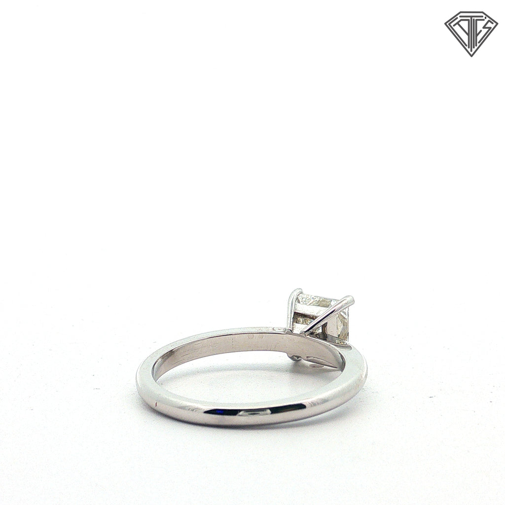 14k White Gold 1.51ct I VS2 Rectangular Modified Brilliant Diamond Solitaire Engagement Ring Size 7.5 Certified By GIA # 2221470090