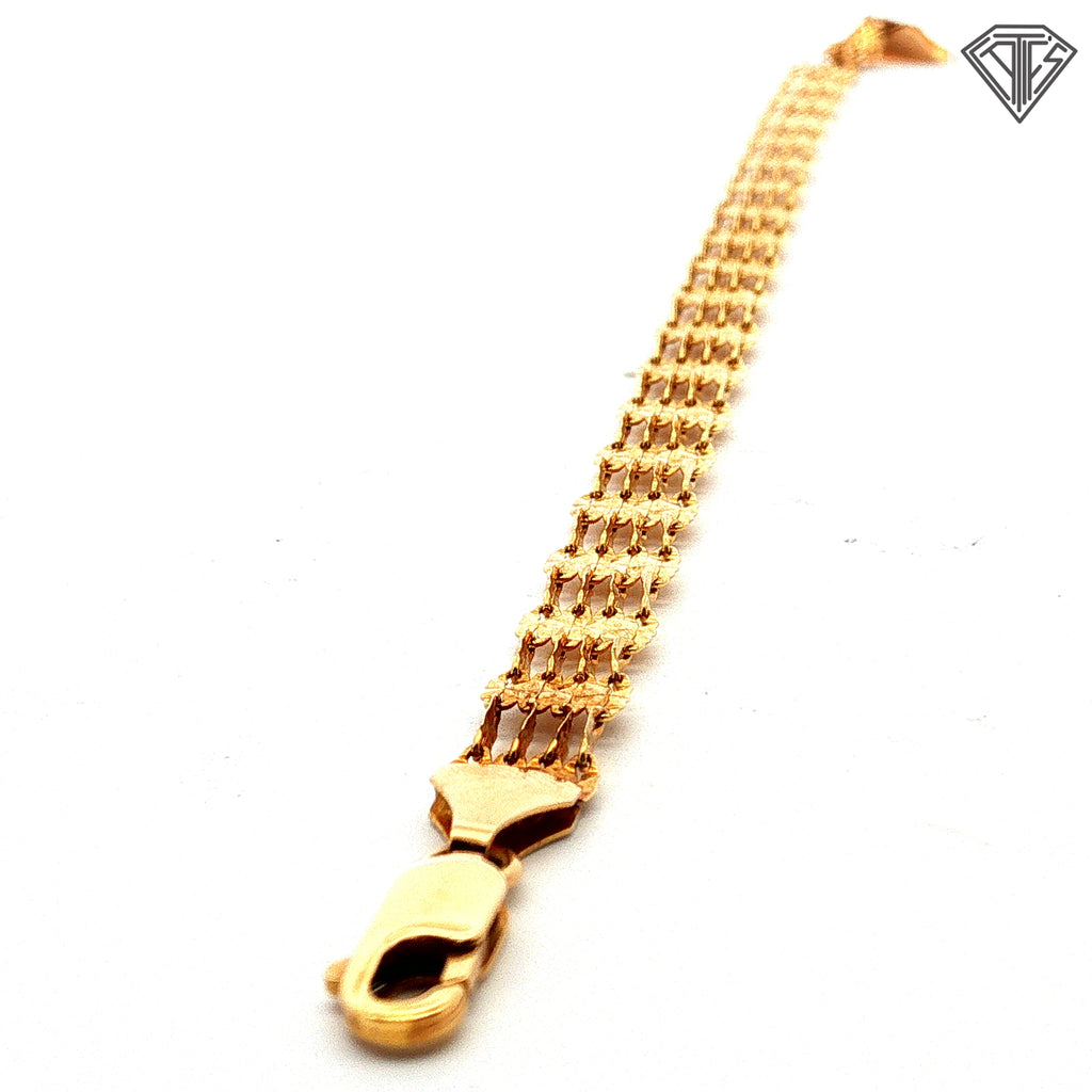14k Yellow Gold Textured Link Bracelet  7"inch