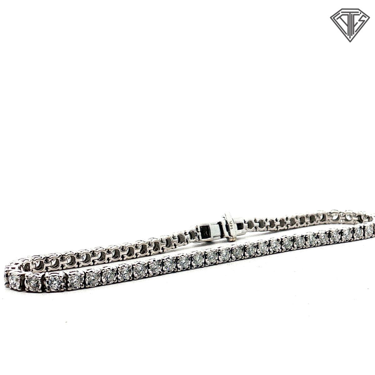 14k White Gold 3.00ct G VS2 Round Diamond Tennis Bracelet  7"inch
