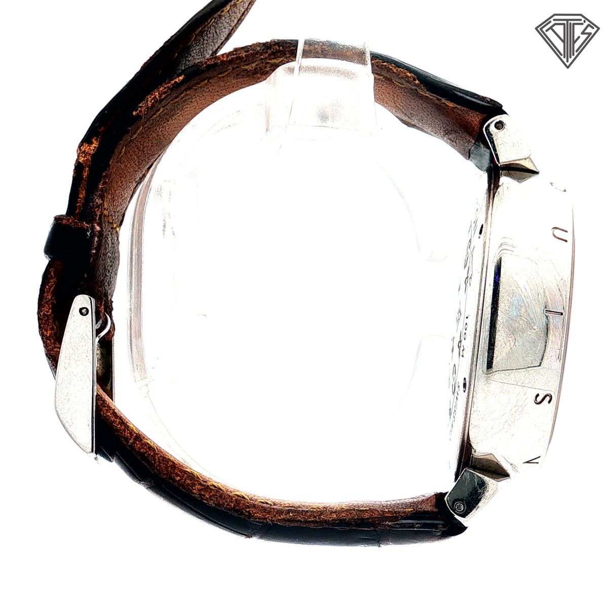 Pre-Loved Louis Vuitton Tambour GMT/ Automatic Movement/ Steel Case/ Brown Dial / 34mm    As Is  / No Box and Paper