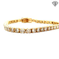 18k Yellow Gold 5.97ct Round Champagne Diamond Tennis Bracelet 7"inch