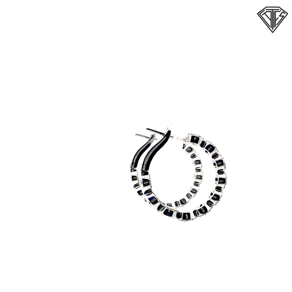 18k White Gold 2.50ct G VS2 Round Cluster Diamond Inside/Out Omega Clip Hoop Earrings