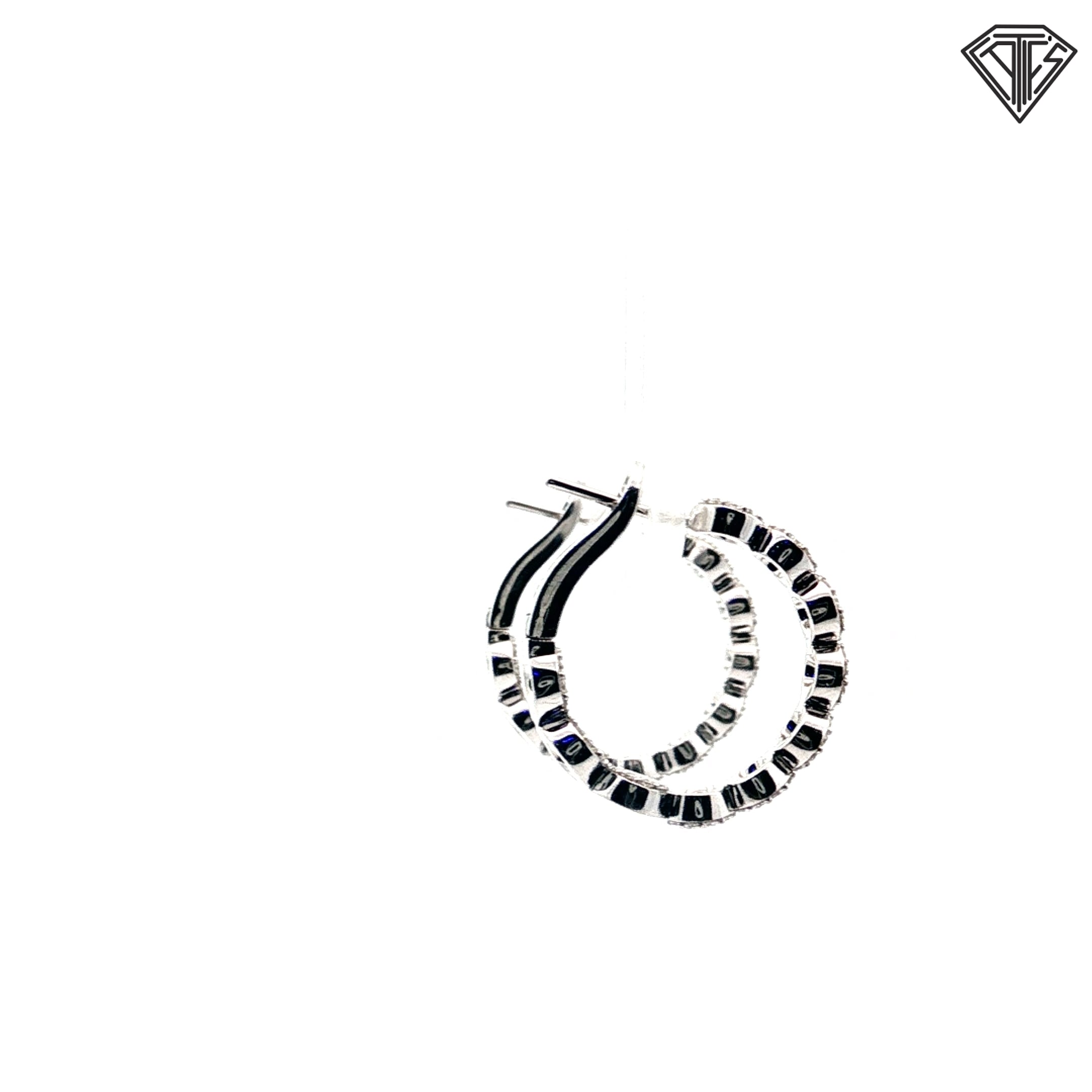 18k White Gold 2.50ct G VS2 Round Cluster Diamond Inside/Out Omega Clip Hoop Earrings