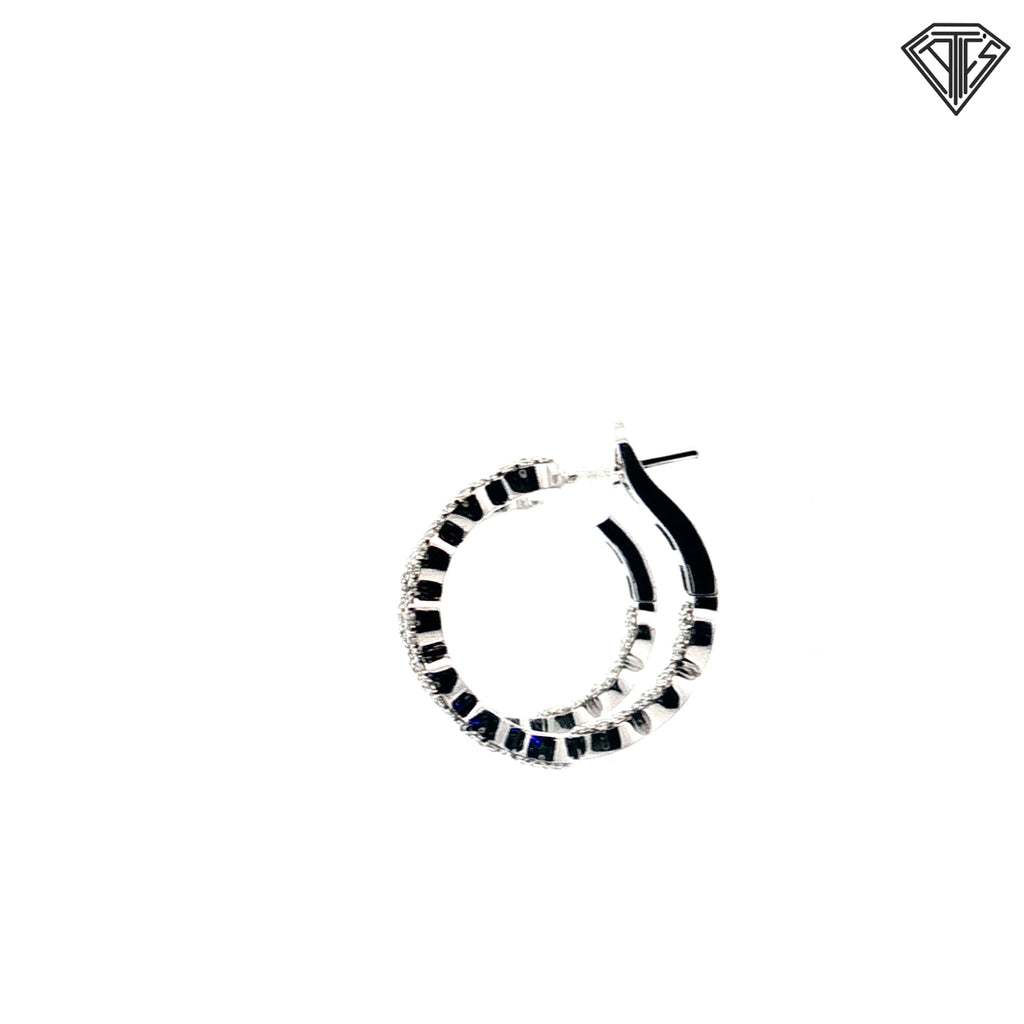 18k White Gold 2.50ct G VS2 Round Cluster Diamond Inside/Out Omega Clip Hoop Earrings