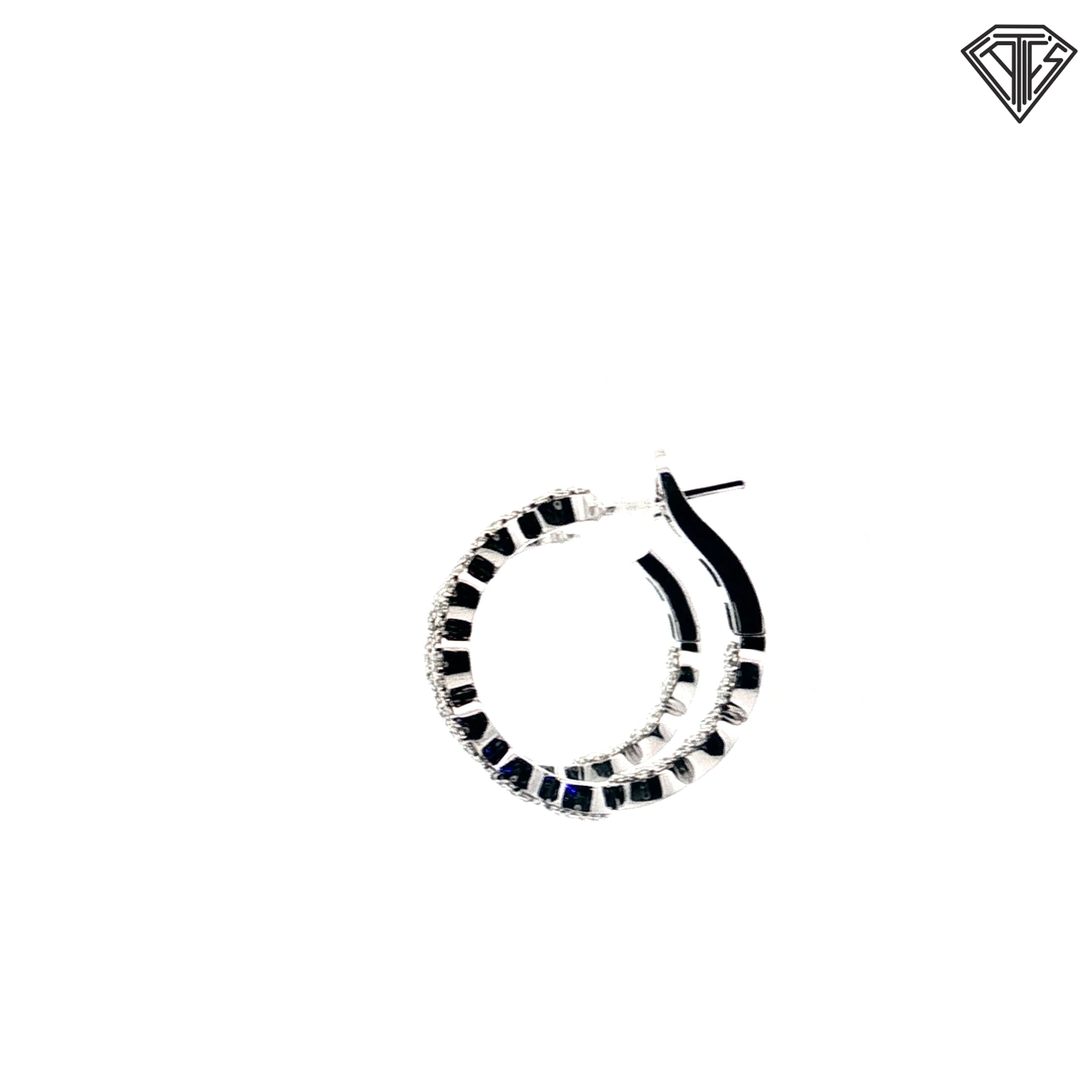 18k White Gold 2.50ct G VS2 Round Cluster Diamond Inside/Out Omega Clip Hoop Earrings