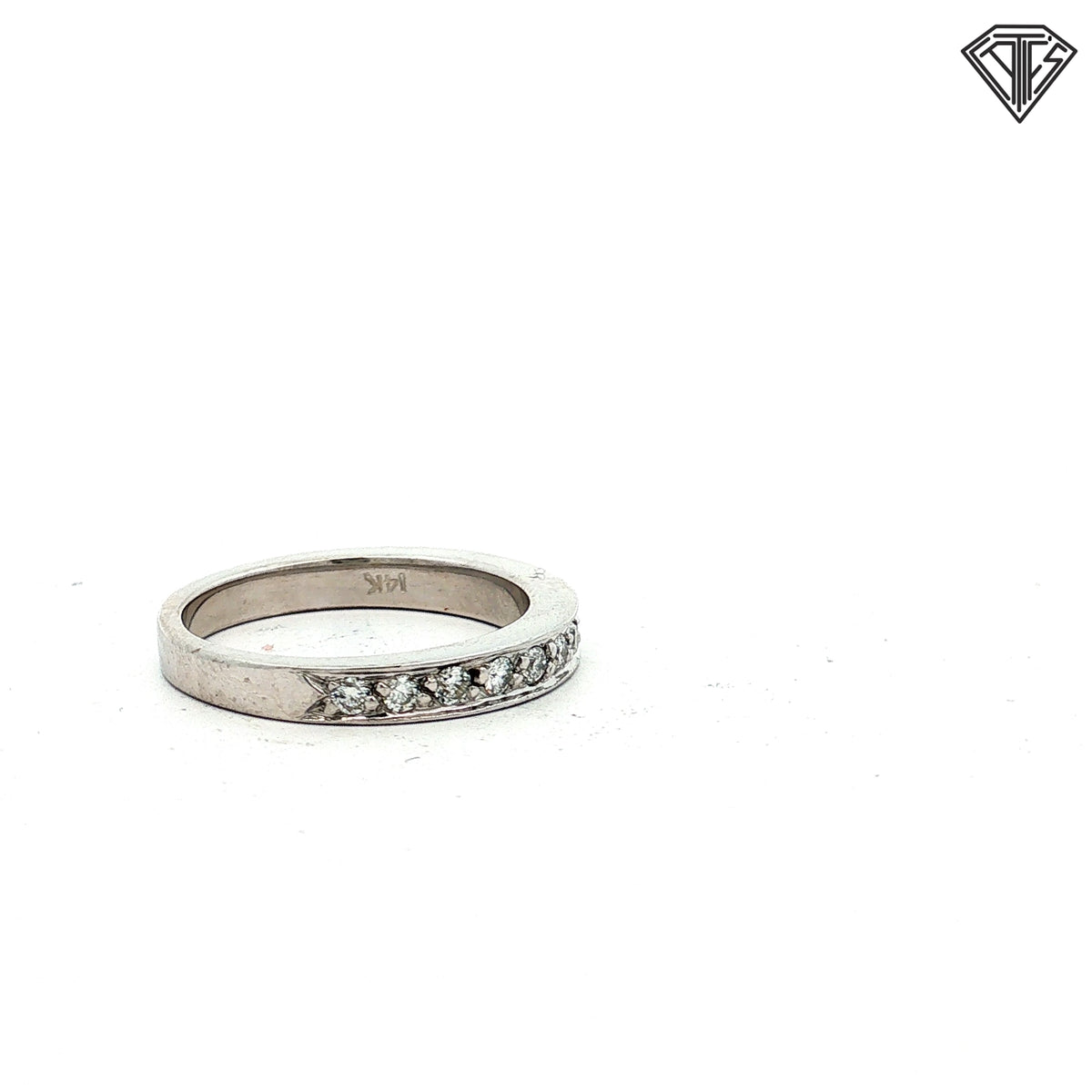 14k White Gold G VS2 Round Diamond Wedding Band Size 6.5