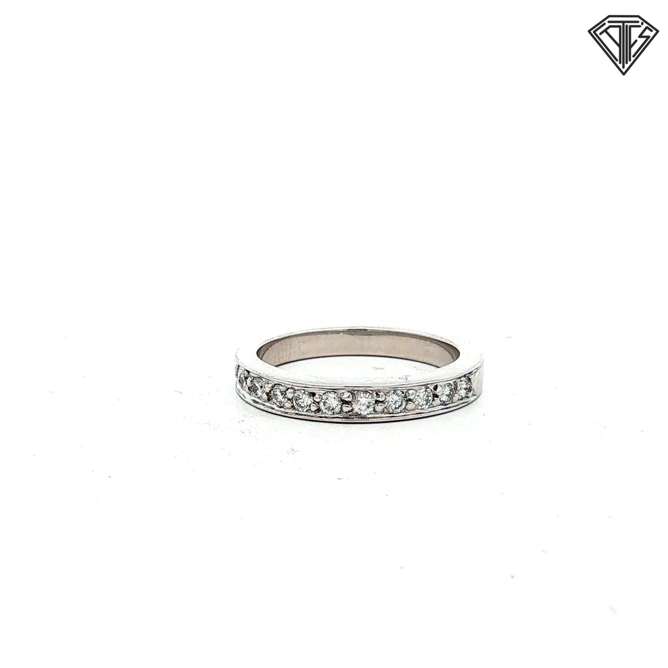 14k White Gold G VS2 Round Diamond Wedding Band Size 6.5