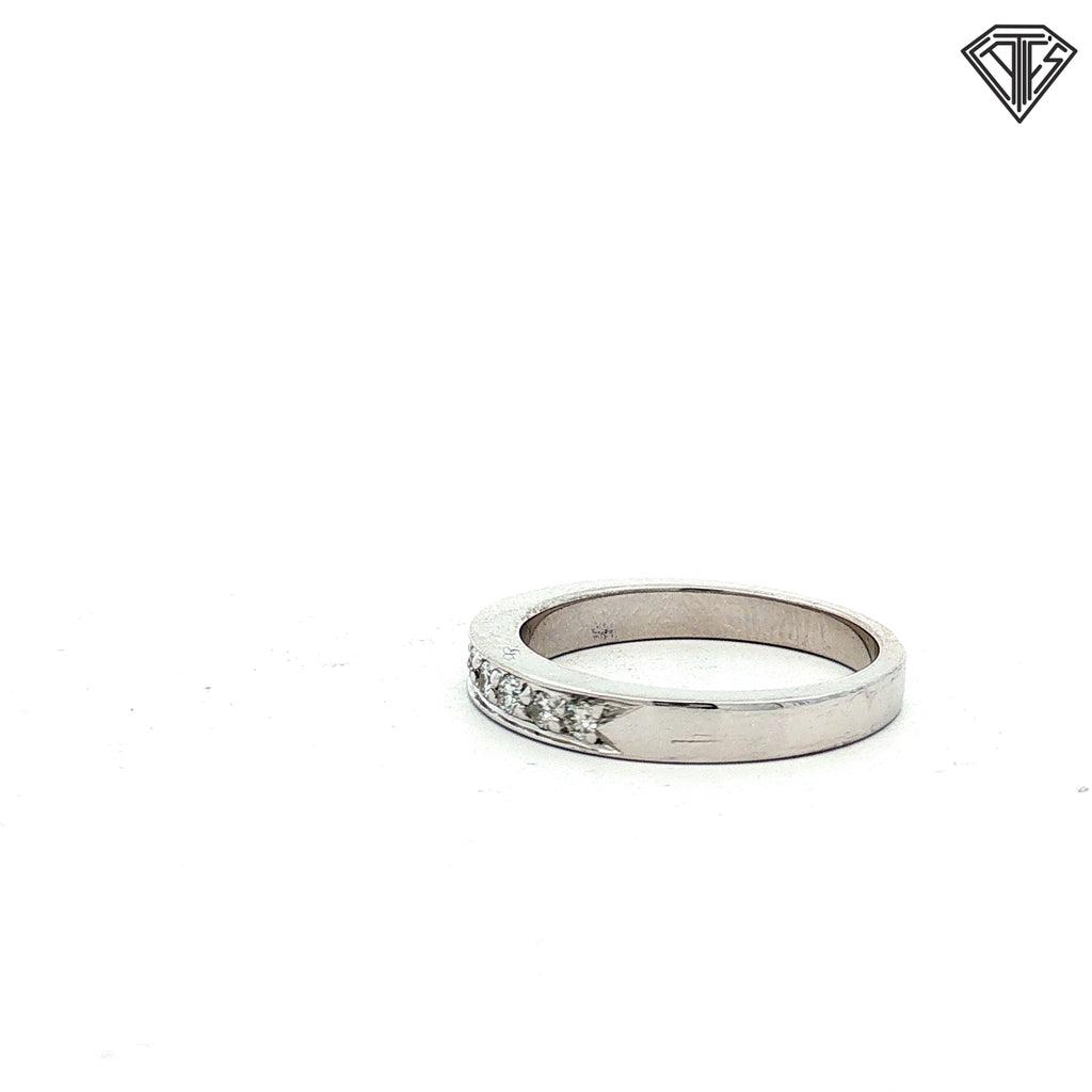 14k White Gold G VS2 Round Diamond Wedding Band Size 6.5