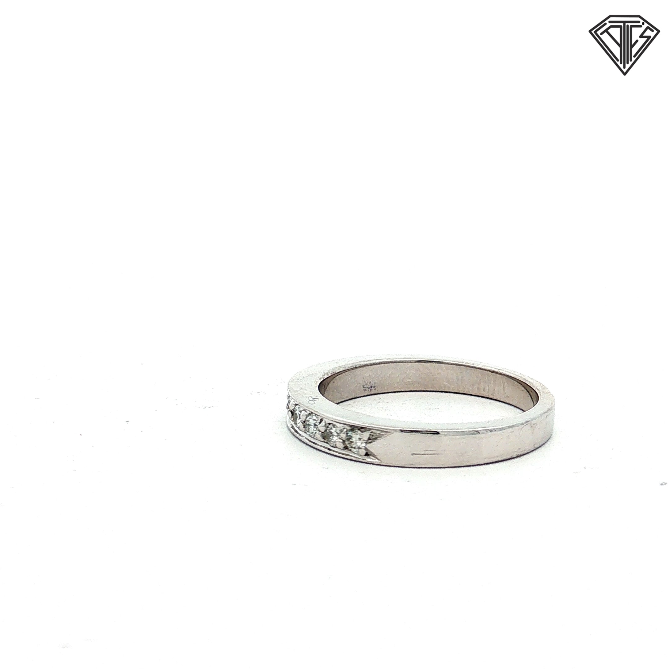 14k White Gold G VS2 Round Diamond Wedding Band Size 6.5