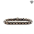 14k White Gold Domed Bead/ Link Bracelet with a Box-Style Clasp Size 30.0 gram  8"inch