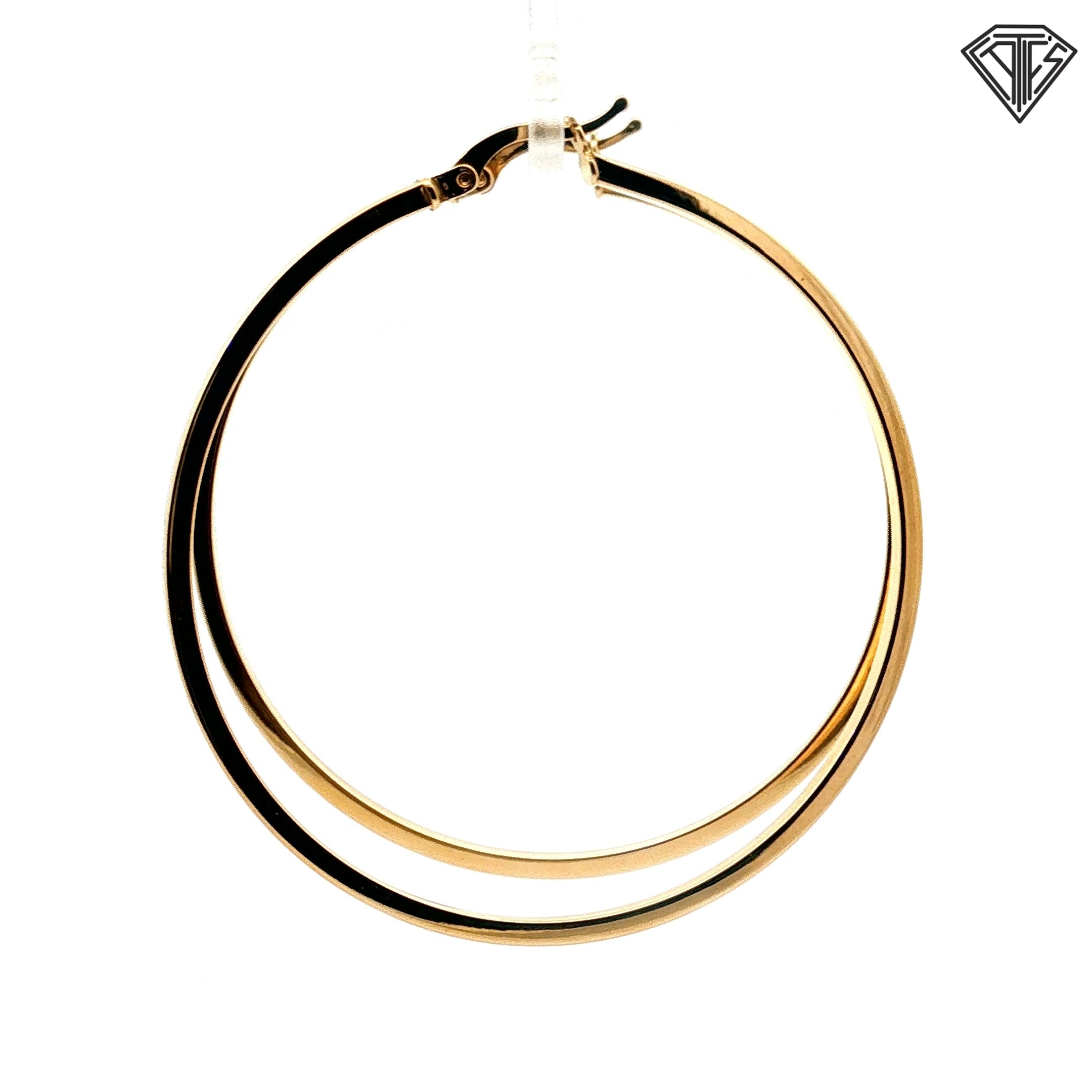 14k Yellow Gold Square Hollow Hoop Earrings 2mm 4.2 gram