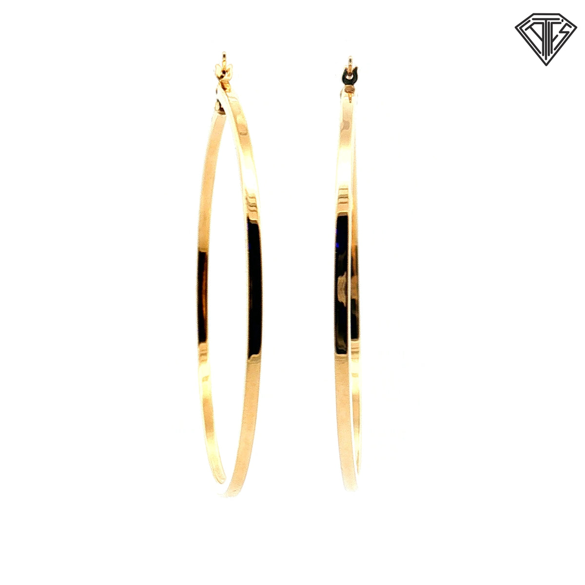 14k Yellow Gold Square Hollow Hoop Earrings 2mm 4.2 gram
