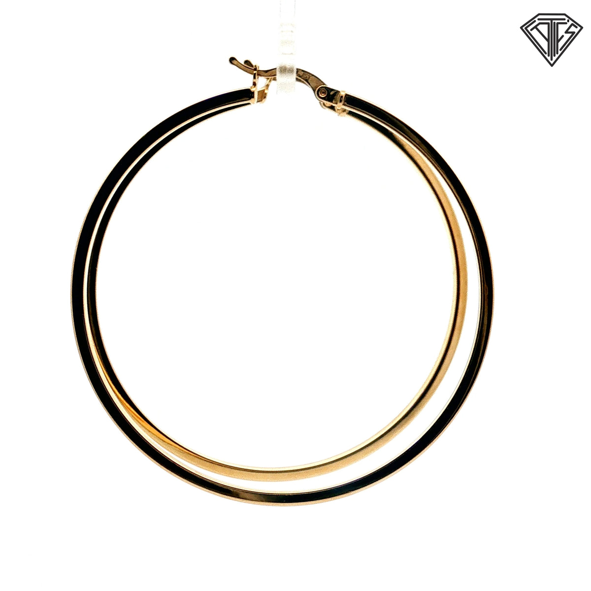 14k Yellow Gold Square Hollow Hoop Earrings 2mm 4.2 gram