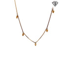 14k Yellow Gold (5) Beaded Dangle Adjustable with Small Heart Necklace 2.4 gram 16"inch