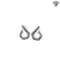 14k White Gold .50ct G VS2 Round Pave Diamond Curved-Shape Omega Back Earrings