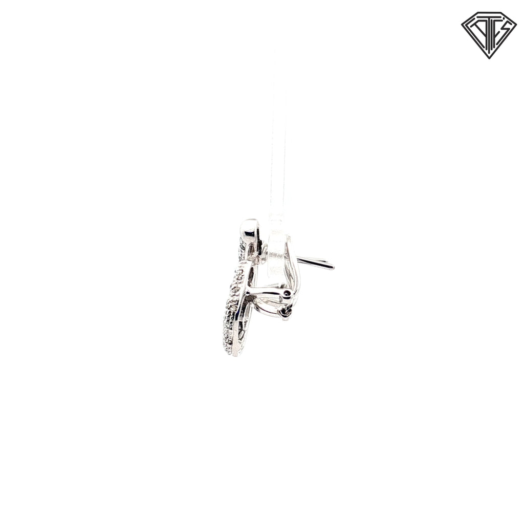 14k White Gold .50ct G VS2 Round Pave Diamond Curved-Shape Omega Back Earrings