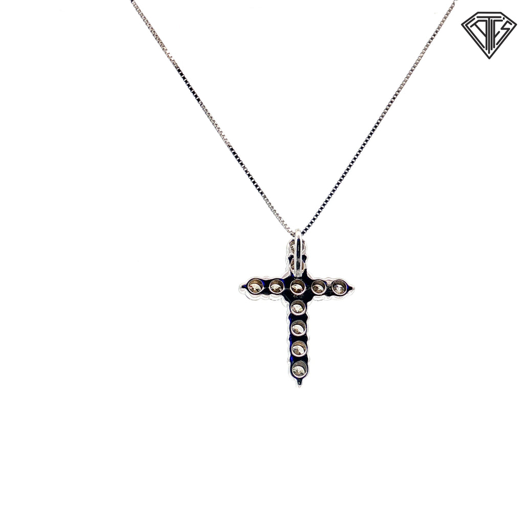 14k White Gold 1.00ct G SI1 Round Diamond Cross Necklace