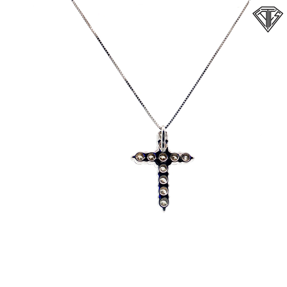 14k White Gold 1.00ct G SI1 Round Diamond Cross Necklace