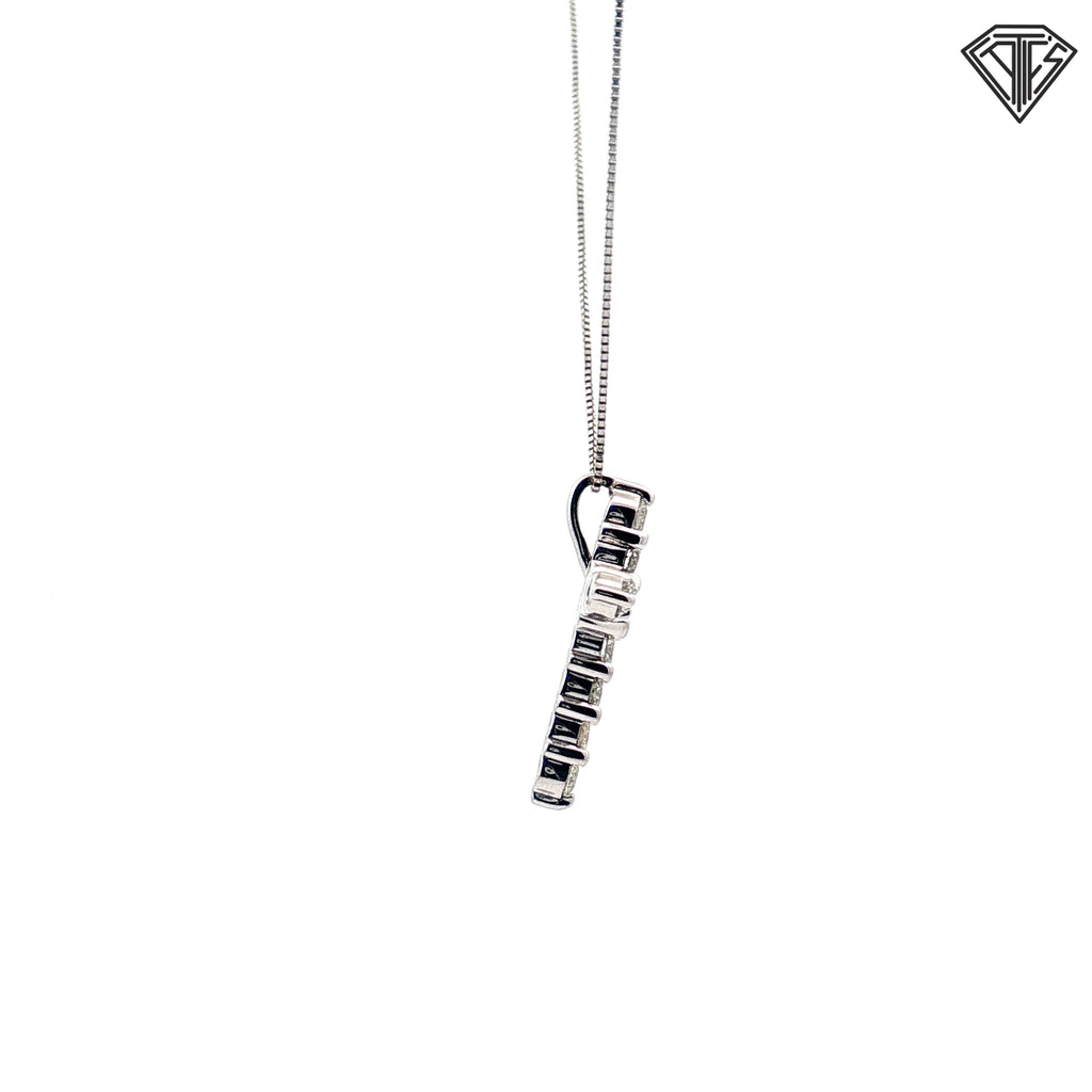 14k White Gold 1.00ct G SI1 Round Diamond Cross Necklace