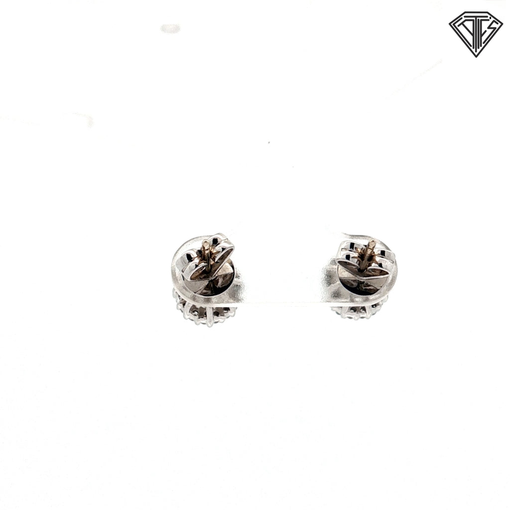 14k White Gold .80ct F SI1 Round Center/ .20ct F SI1 Halo Diamond Total Diamond Weight (1.00ct) Stud Earrings