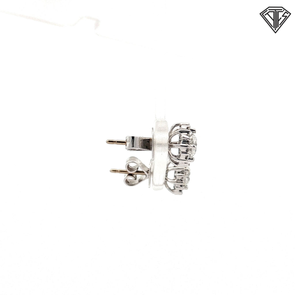 14k White Gold .80ct F SI1 Round Center/ .20ct F SI1 Halo Diamond Total Diamond Weight (1.00ct) Stud Earrings