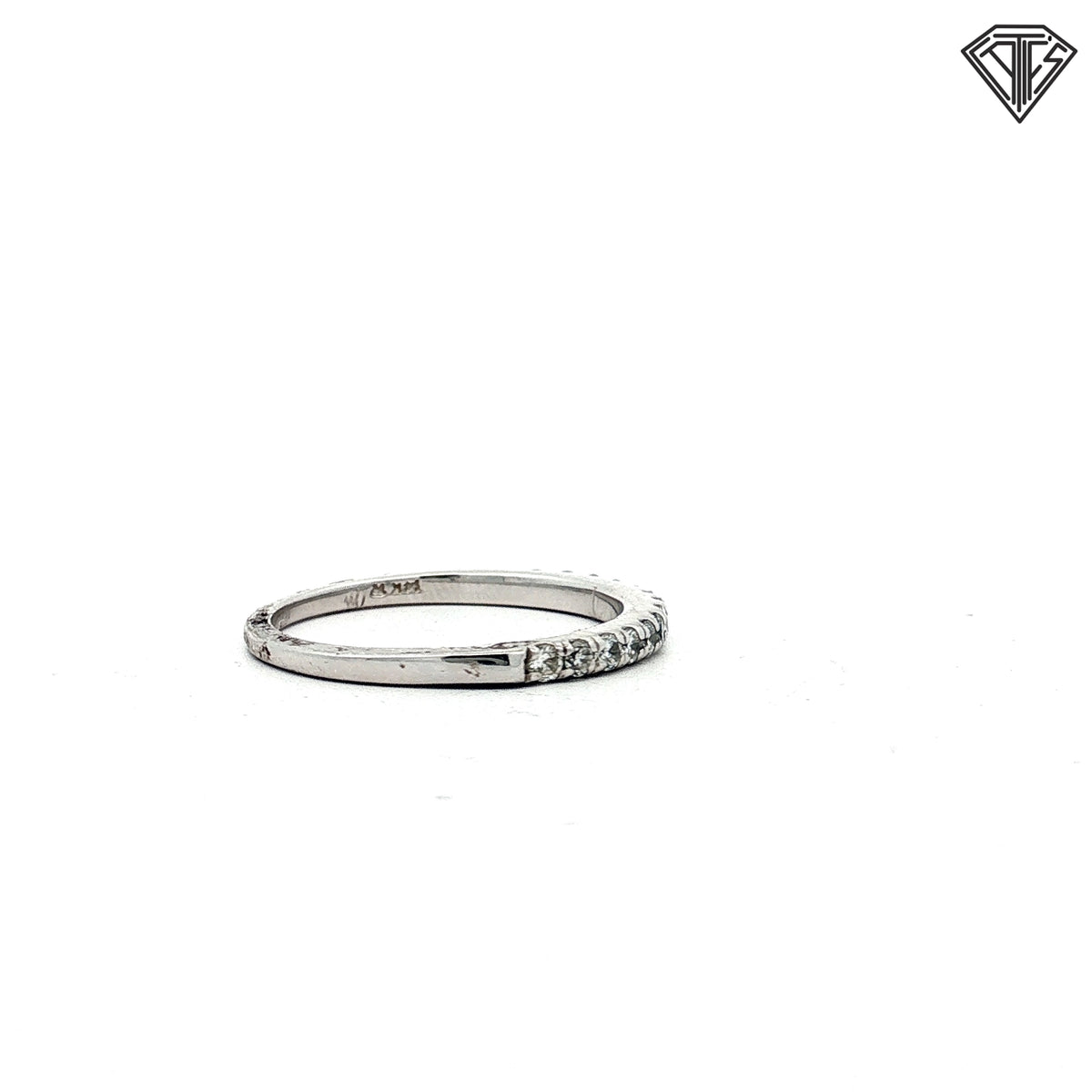 14k White Gold .25ct G SI1 Round Diamond Wedding Band 2mm Size 7