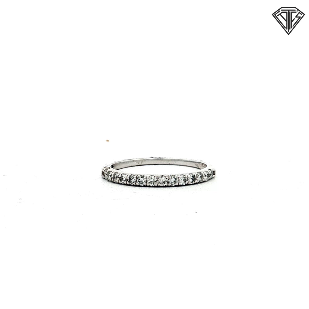 14k White Gold .25ct G SI1 Round Diamond Wedding Band 2mm Size 7