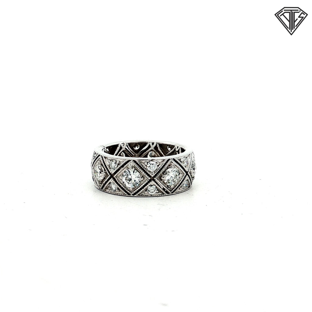 19k White Gold 2.00ct F VS2 Round Diamond Eternity Ring 8mm Size 7