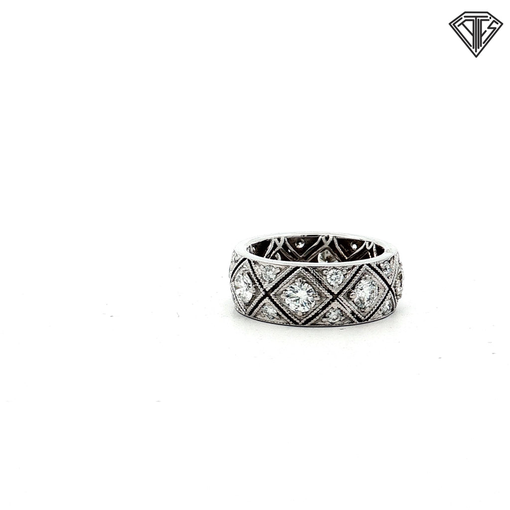 19k White Gold 2.00ct F VS2 Round Diamond Eternity Ring 8mm Size 7