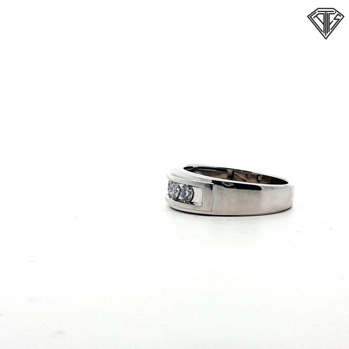 14k White Gold 1.00ct F VS2 (5) Round Diamond Men Wedding Band Size 12.5 Wide 8.2mm