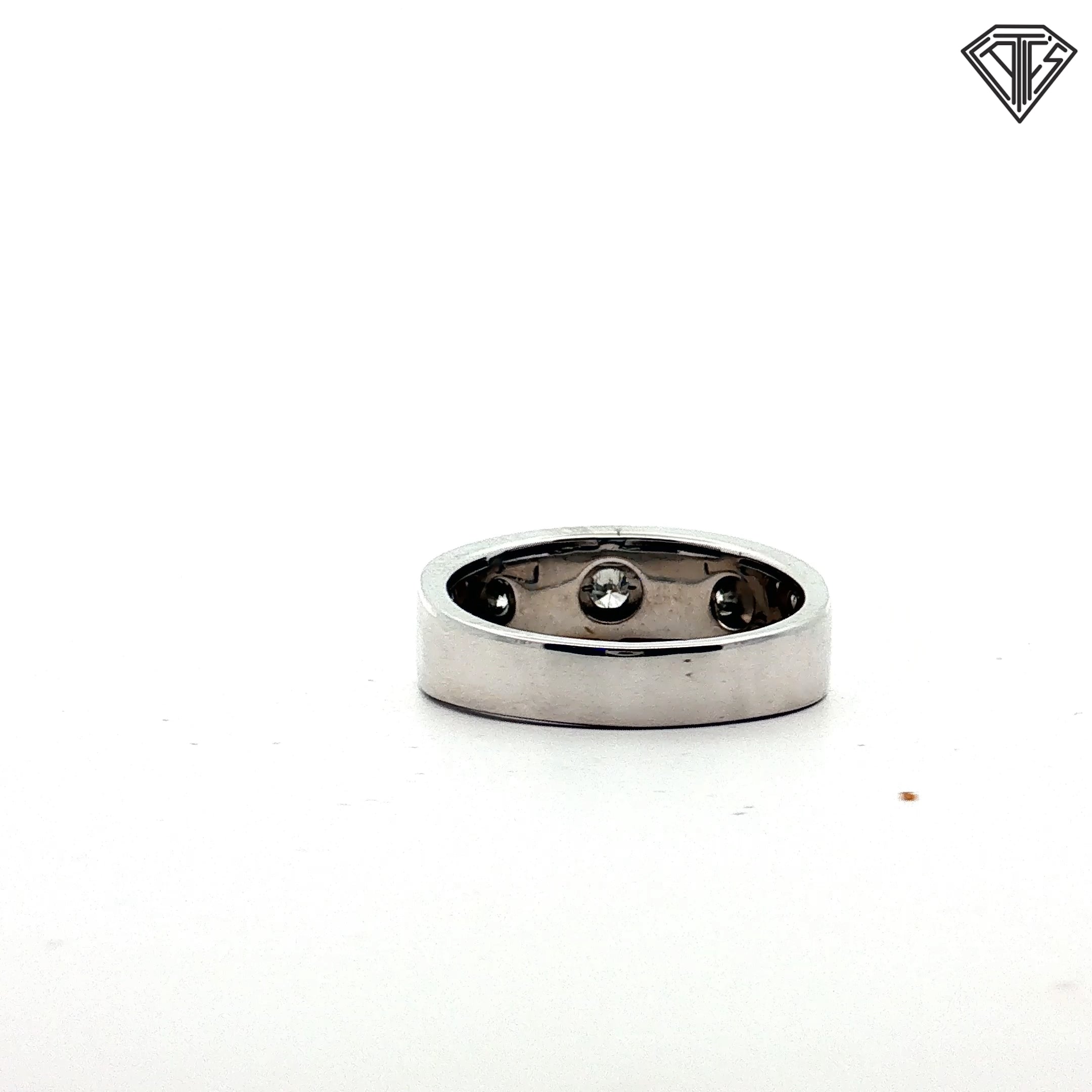 14k White Gold 1.00ct F VS2 (5) Round Diamond Men Wedding Band Size 12.5 Wide 8.2mm