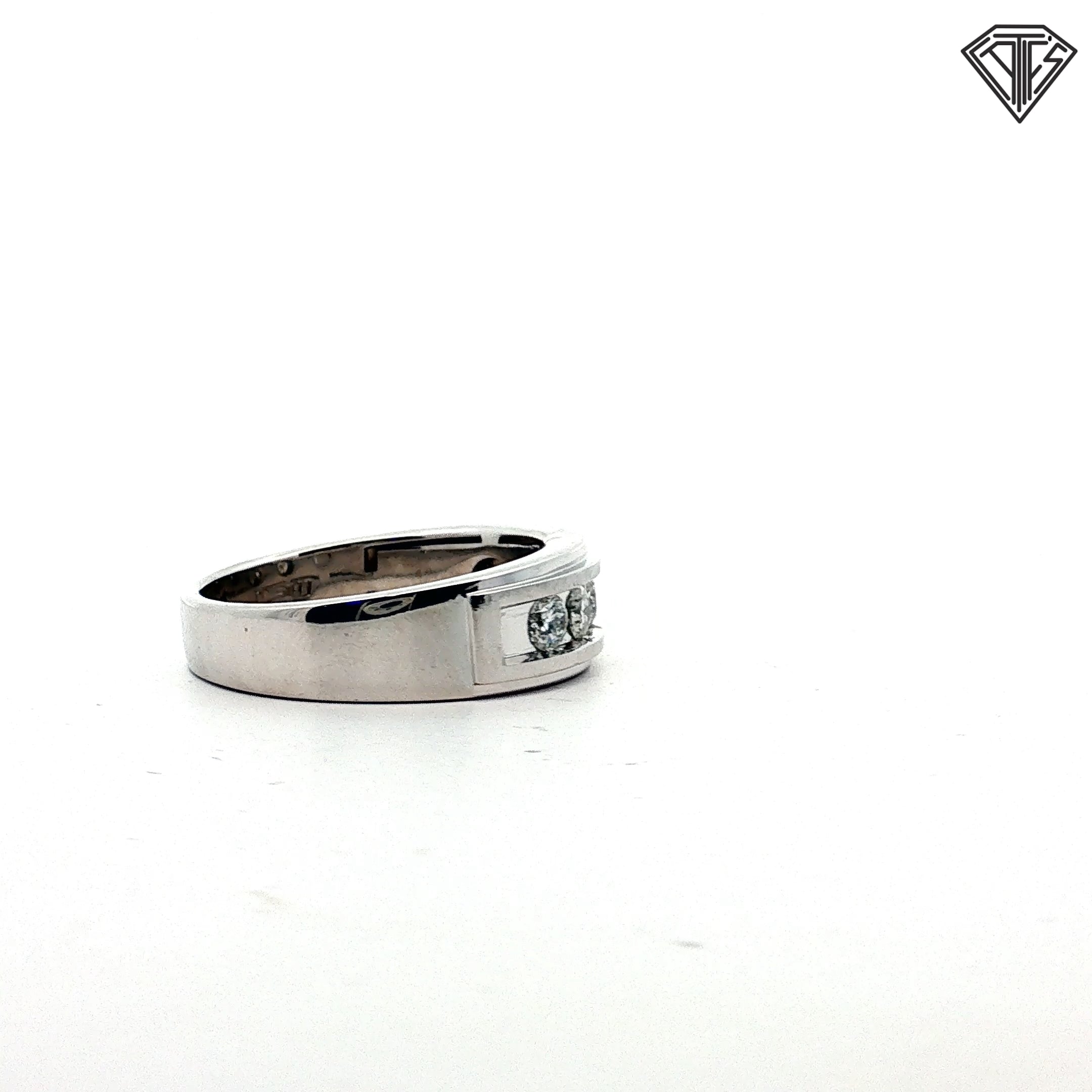 14k White Gold 1.00ct F VS2 (5) Round Diamond Men Wedding Band Size 12.5 Wide 8.2mm