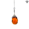 18k White Gold .70ct F VS2 Round Diamond with Briolette Cut Orange Glass Pendant Design by Tara T & S