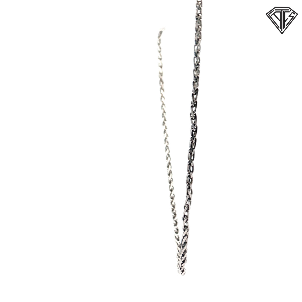 14k White Gold Diamond-Cut Spiga Necklace 3.90 gram 16"