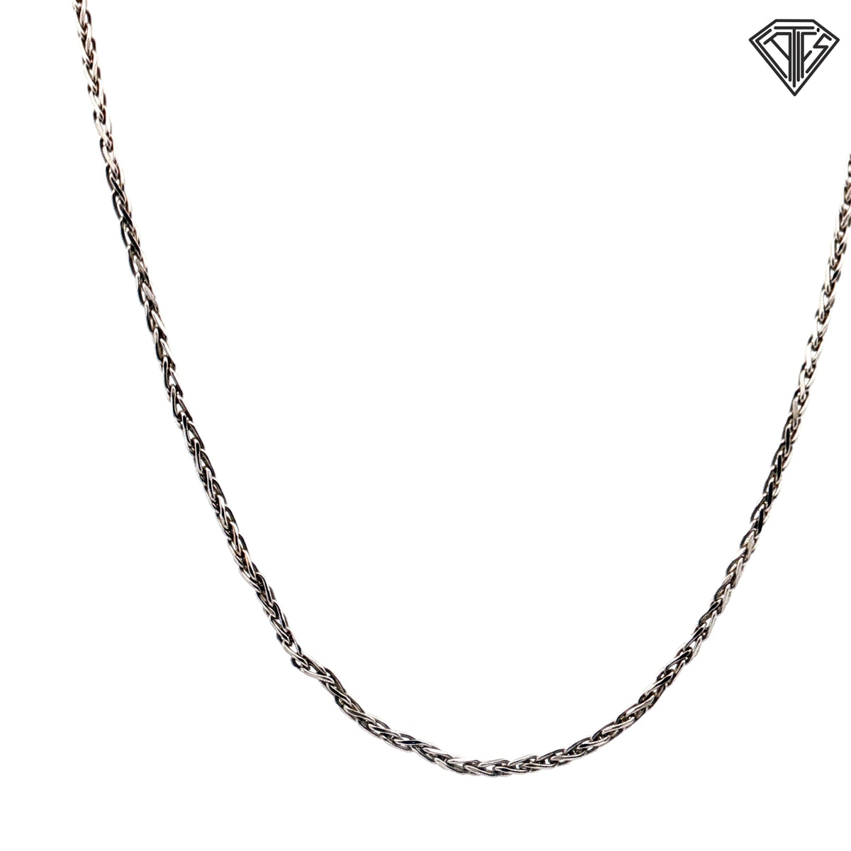 14k White Gold Diamond-Cut Spiga Necklace 3.90 gram 16"