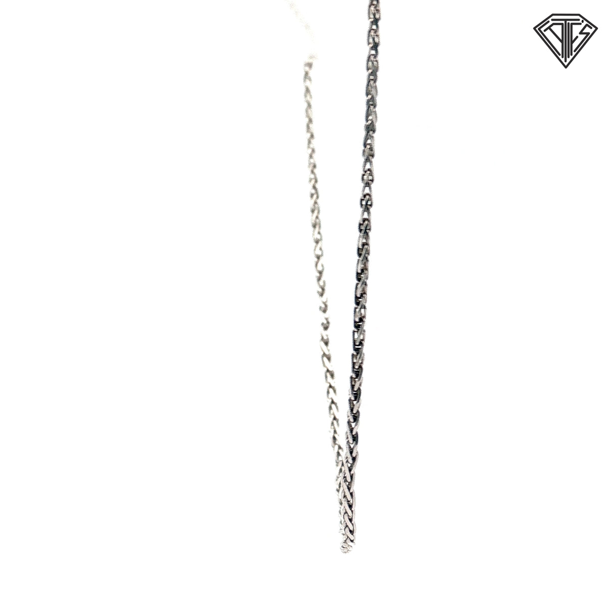 14k White Gold Diamond-Cut Spiga Necklace 3.90 gram 16"