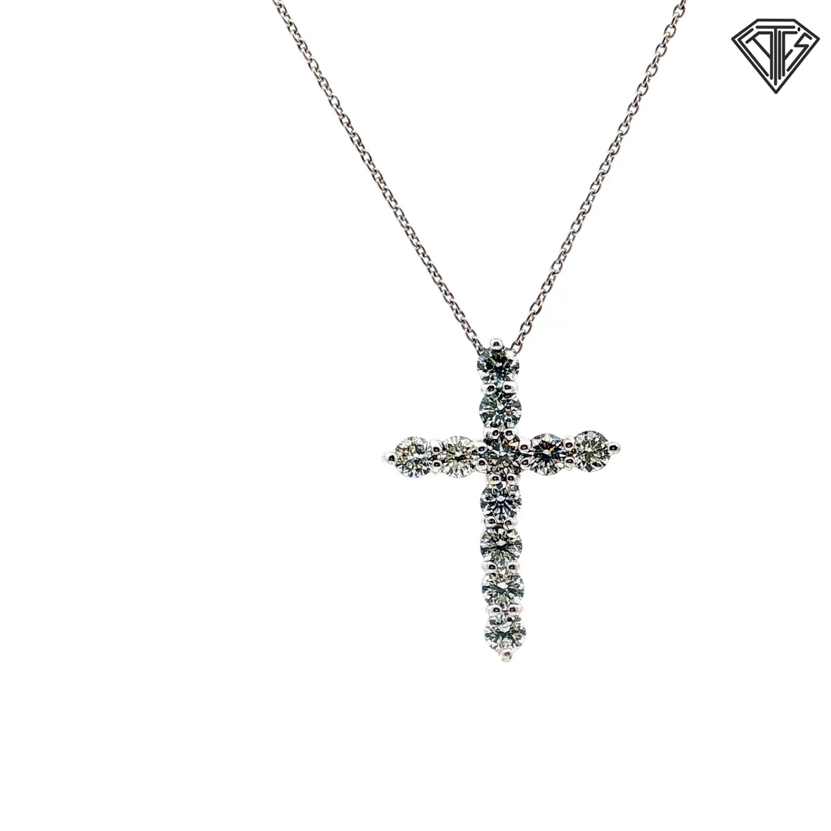 14k White Gold .70ct G VS2 Round Diamond Cross Pendant