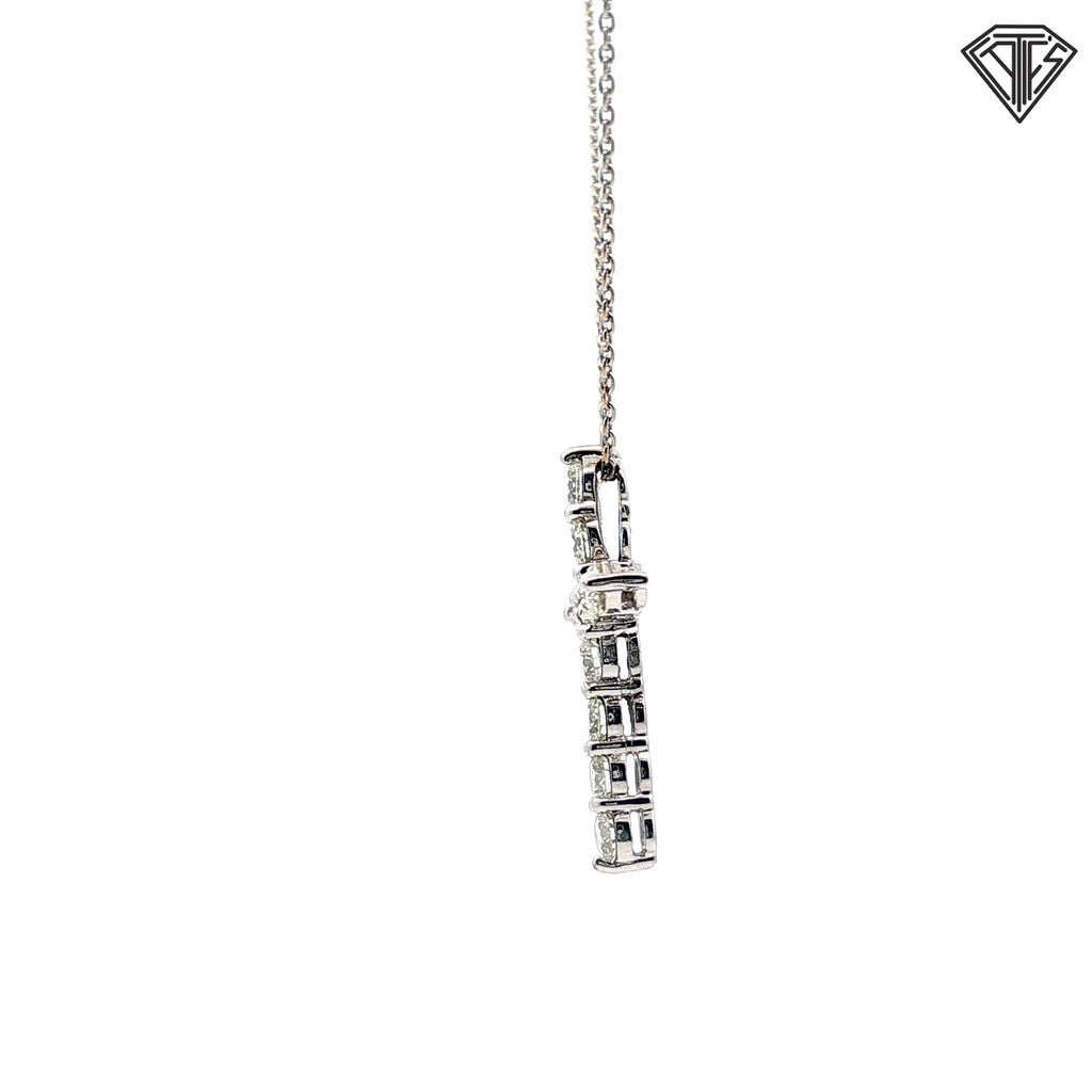 14k White Gold .70ct G VS2 Round Diamond Cross Pendant